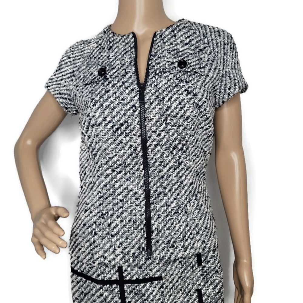 Carlisle tweed black and white blazer pencil skirt suit set size 0. - Picture 5 of 11
